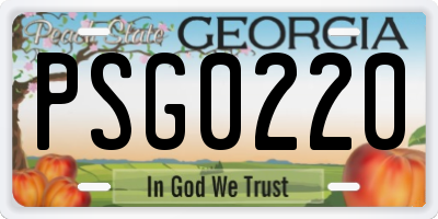 GA license plate PSG0220