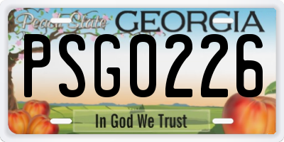 GA license plate PSG0226