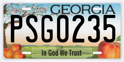 GA license plate PSG0235