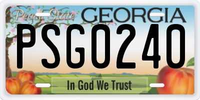 GA license plate PSG0240
