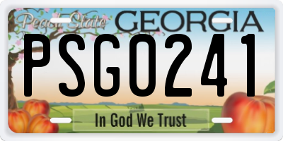 GA license plate PSG0241