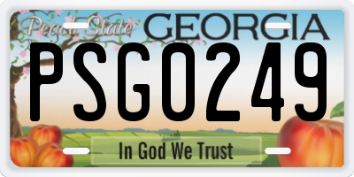 GA license plate PSG0249