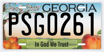 GA license plate PSG0261