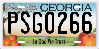 GA license plate PSG0266