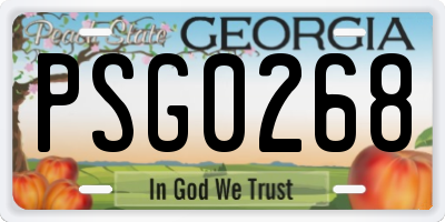 GA license plate PSG0268