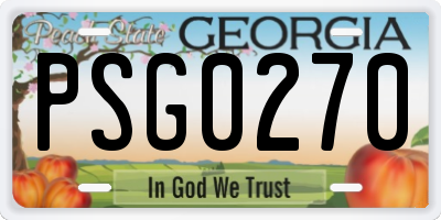 GA license plate PSG0270