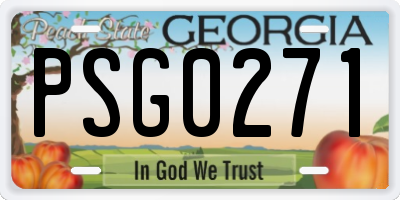 GA license plate PSG0271