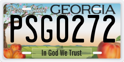 GA license plate PSG0272