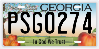 GA license plate PSG0274