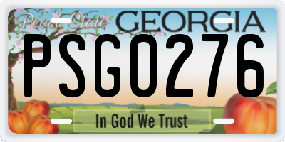 GA license plate PSG0276