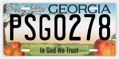 GA license plate PSG0278