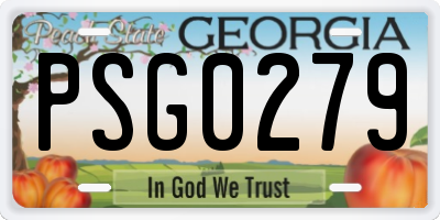 GA license plate PSG0279