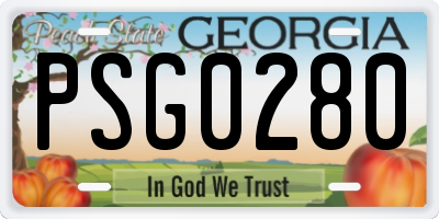 GA license plate PSG0280