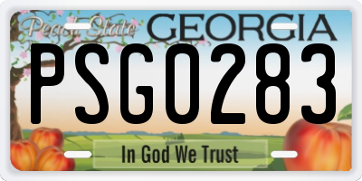 GA license plate PSG0283
