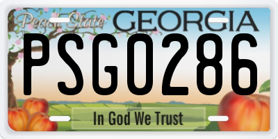 GA license plate PSG0286