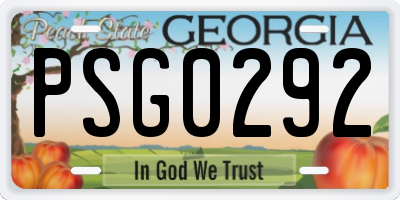 GA license plate PSG0292