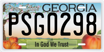 GA license plate PSG0298