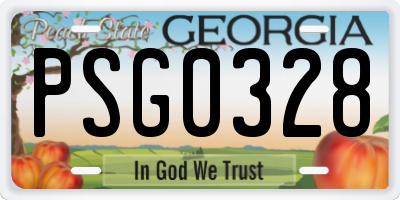 GA license plate PSG0328