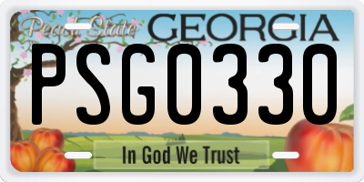 GA license plate PSG0330