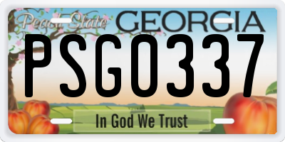 GA license plate PSG0337