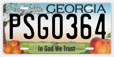 GA license plate PSG0364