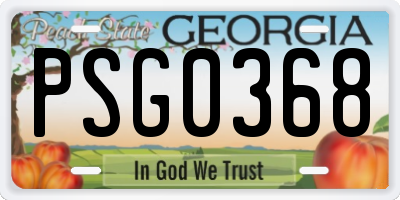 GA license plate PSG0368