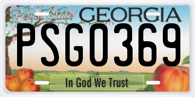 GA license plate PSG0369