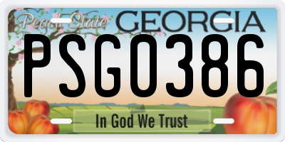 GA license plate PSG0386