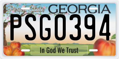 GA license plate PSG0394