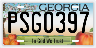 GA license plate PSG0397