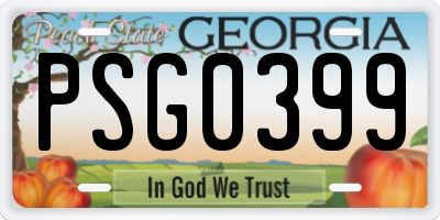 GA license plate PSG0399