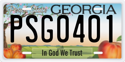 GA license plate PSG0401