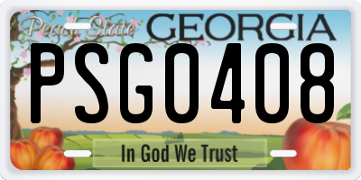 GA license plate PSG0408