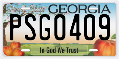 GA license plate PSG0409