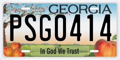 GA license plate PSG0414