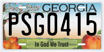 GA license plate PSG0415