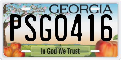 GA license plate PSG0416