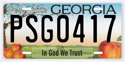 GA license plate PSG0417