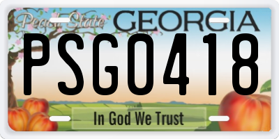 GA license plate PSG0418