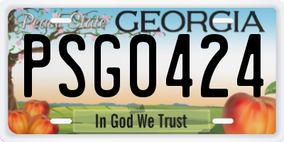 GA license plate PSG0424