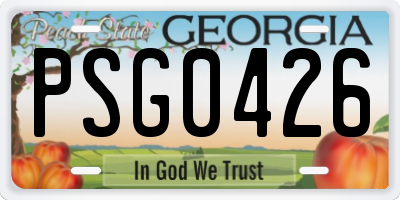 GA license plate PSG0426