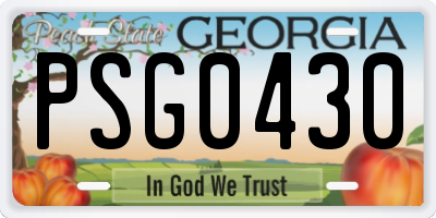 GA license plate PSG0430