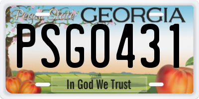 GA license plate PSG0431