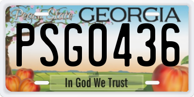 GA license plate PSG0436