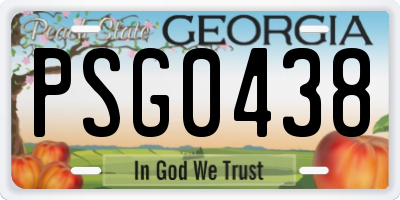 GA license plate PSG0438
