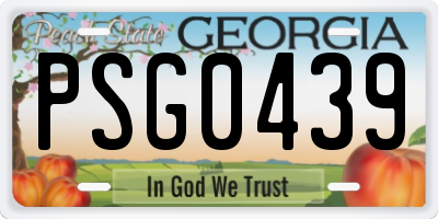 GA license plate PSG0439