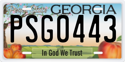 GA license plate PSG0443