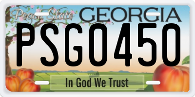GA license plate PSG0450