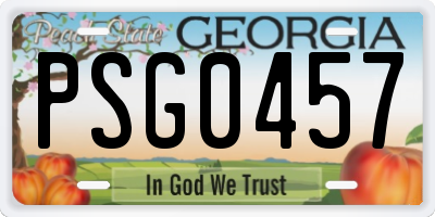 GA license plate PSG0457