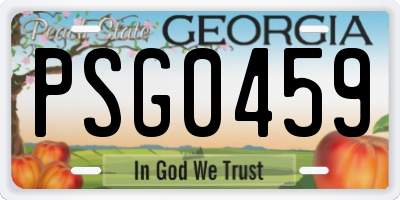 GA license plate PSG0459